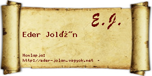 Eder Jolán névjegykártya