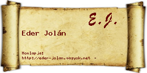 Eder Jolán névjegykártya